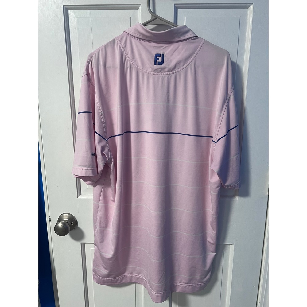 FootJoy Mens Pink Striped Performance Golf Polo Shirt Size L - Picture 3 of 7